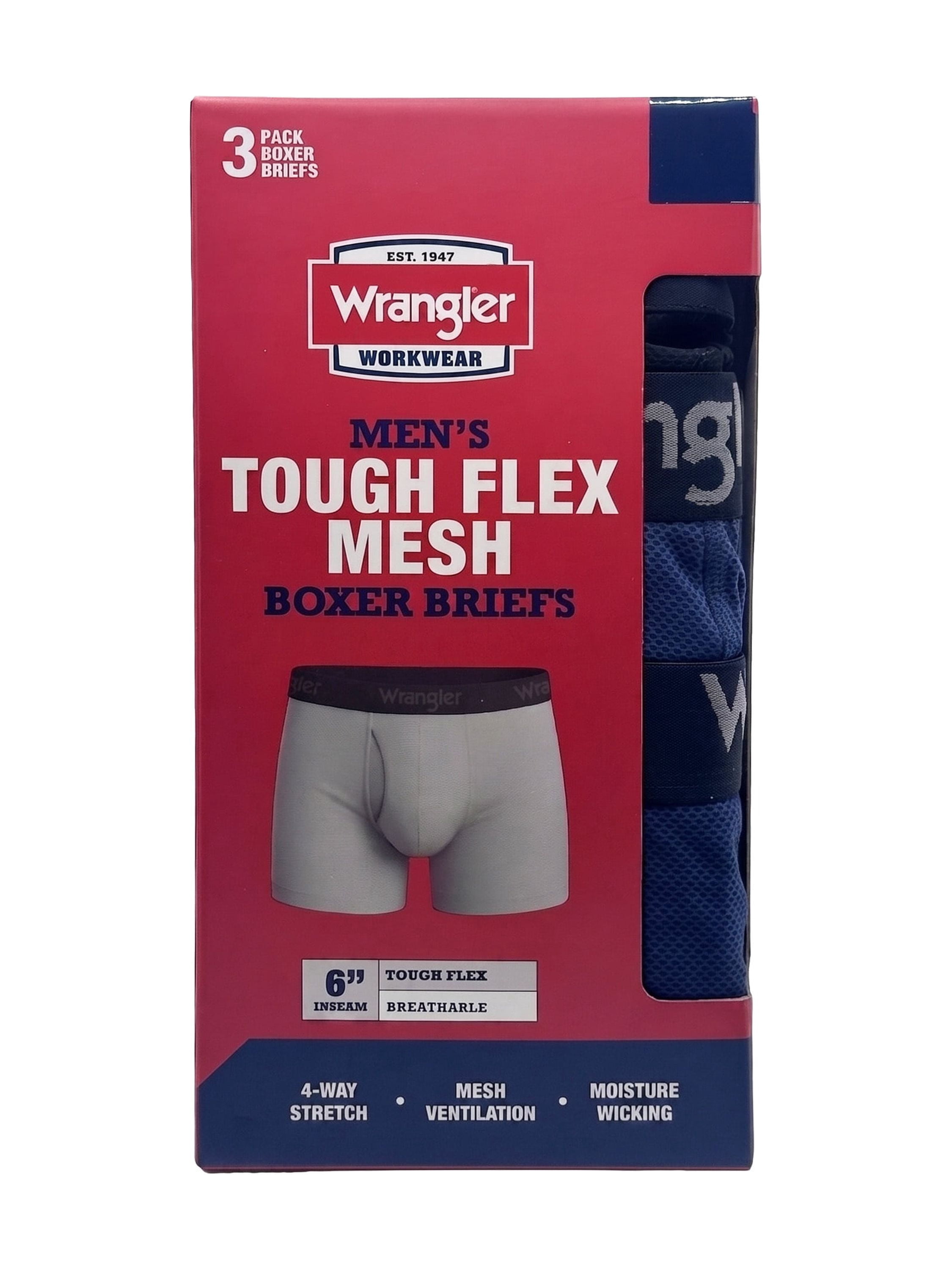 Wrangler Men's Tough Flex Mesh Boxer Brief, 3 Pack