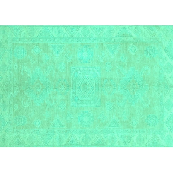 Ahgly Company Machine Washable Indoor Rectangle Abstract Turquoise Blue Modern Area Rugs, 2' x 3'