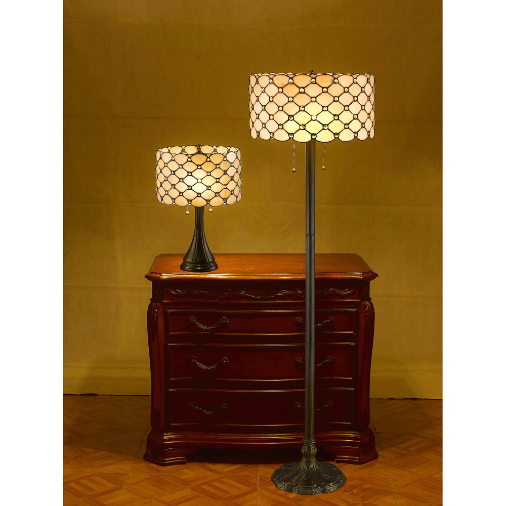 Serena d'italia Jeweled Table and Floor Lamp Set