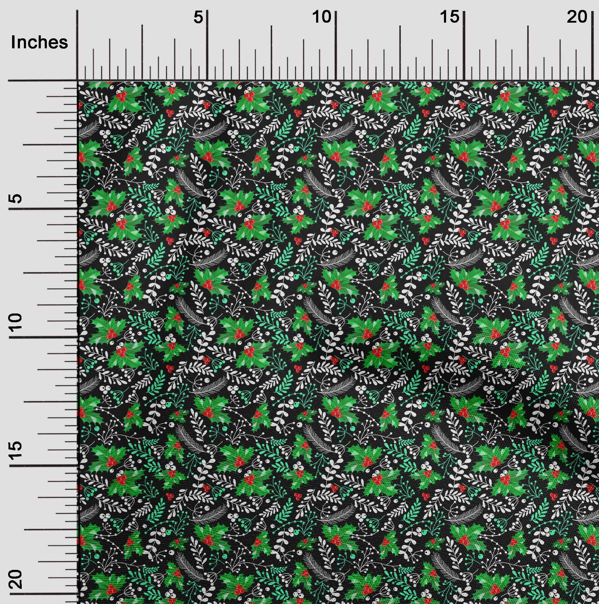 oneOone Cotton Jersey Black Fabric Merry Christmas Sewing Material Print Fabric By The Yard 58 Inch Wide