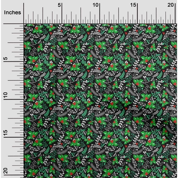 oneOone Viscose Chiffon Black Fabric Merry Christmas Fabric For Sewing Printed Craft Fabric By The Yard 42 Inch Wide-64Q