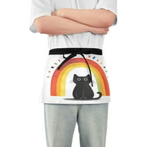 Yayeee Waist Apron with Pockets for Cooking Waterproof Half Server Aprons, Black Cat Rainbow