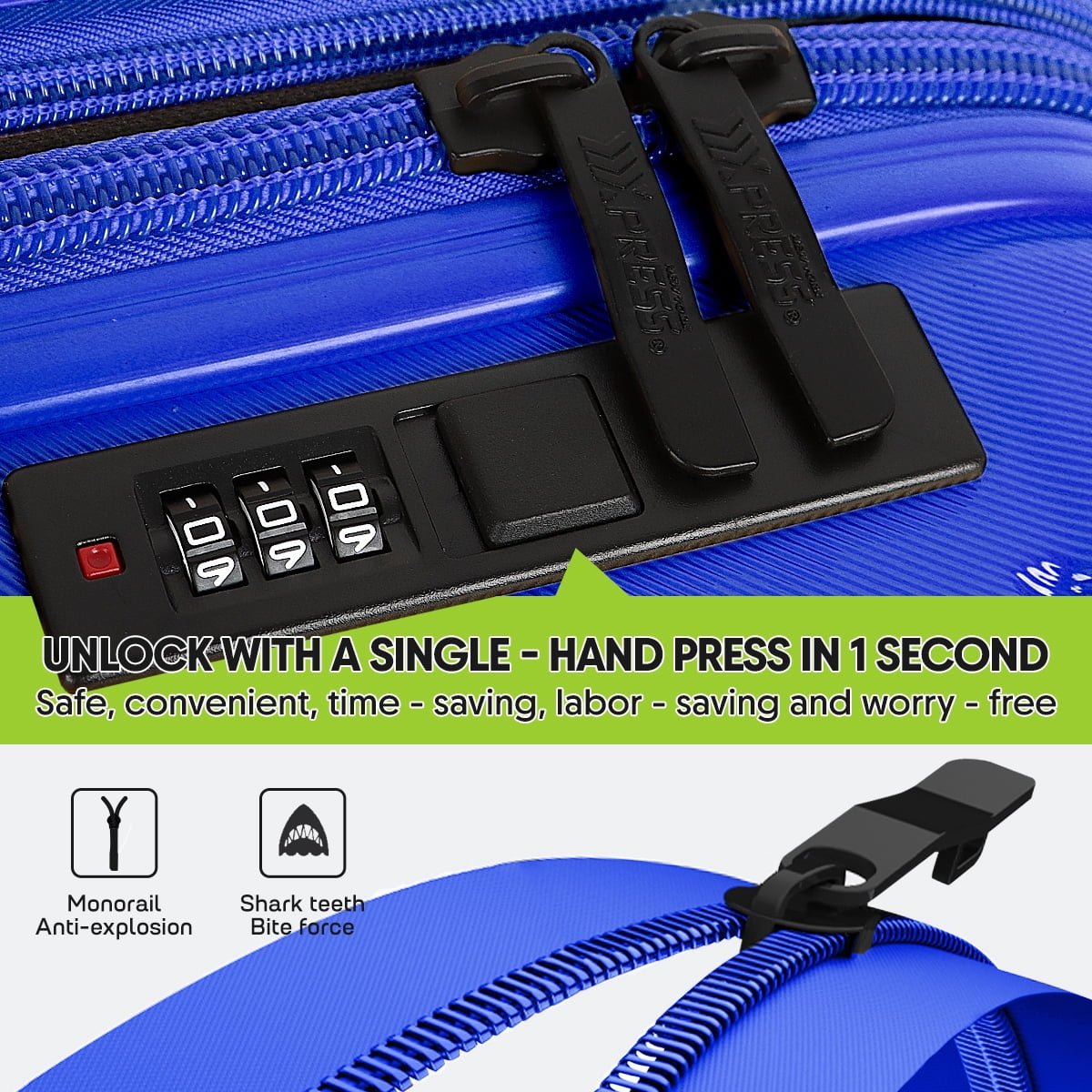 29 Inch Hardshell Large Checked Luggage for Travel,Lightweight Expandable Suitcsae with Spinner Wheels and TSA Lock,LA13601-Blue