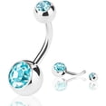 thumbnail image 3 of Woeilo 15 Pieces Women Belly Bars Navel Buttons Rings Colored Rhinestone Inlay Body Piercing Barbells Random Color, 3 of 5