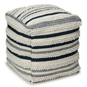 Better Homes & Gardens 16" x 16" x 16", Outdoor Pouf Pillow, Blue Woven