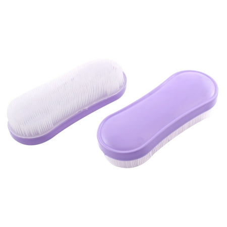- Purple Plastic Base Shoe Boot Clothes Oval Wash Scrubbing Brush Cleaner 2 Pcs