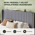 thumbnail image 4 of Einfach Queen Bed Frame, Upholstered Platform Bed with Wingback Headboard, No Box Spring Required, Gray, 4 of 9