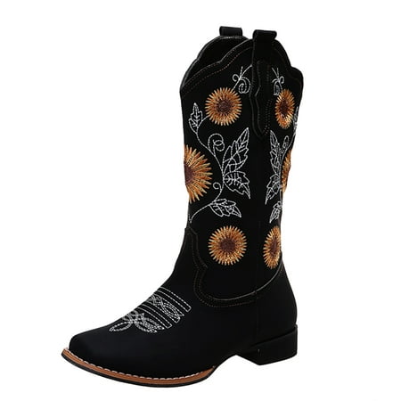 

Qufokar Womens Snow Boots Size 7 Women S Knee High Boots Skinny Calf Embroidered Fashion Boots Heel Women S Large Style Size Toe Ethnic Women S Boots