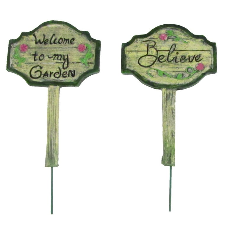 2pc Mini Welcome Believe Yard Sign Set Fairy Garden Accessory Dollhouse Decor 2pc Mini Welcome Believe Yard Sign Set Fairy Garden Accessory Dollhouse Decor