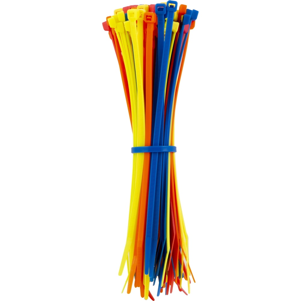 Hyper Tough 8in. Assorted Color Zip Ties 100 Pack, 75lb. Tensile