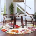 thumbnail image 3 of Round Rugs 7Ft, Spring Floral Round Area Rug Washable Indoor Throw Carpet, Summer Botanical Birds Colorful Flowers Large Non Slip Circle Rug for Dining Room Playroom Home Decor Aesthetic, 3 of 8