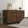 IKENO 8 Drawer Double Dresser, 55 inch Industrial Wood Storage Dressers