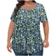 thumbnail image 2 of Puntoco Liquidación de blusas cortas para mujer Blusa holgada de manga corta plisada con cuello grande y estampado para mujer L-5xl, 2 of 5
