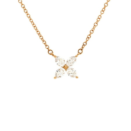 Victoria Pendant Necklace 18K Rose Gold with Diamonds Small