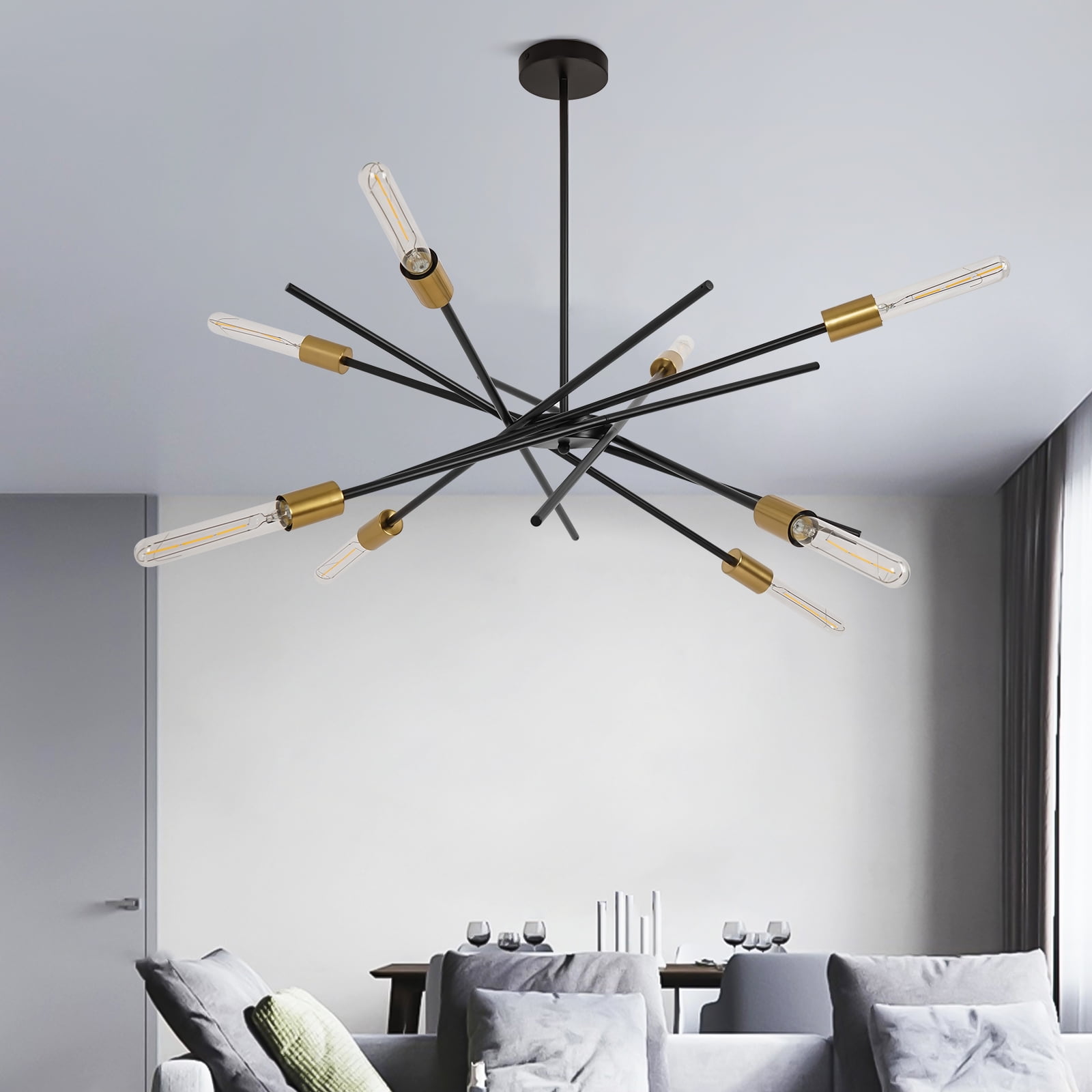 KIGHSIN 8-Light Modern Sputnik Chandelier, Mid-Century KIGHSIN 8-Light Modern Sputnik Chandelier, Mid-Century