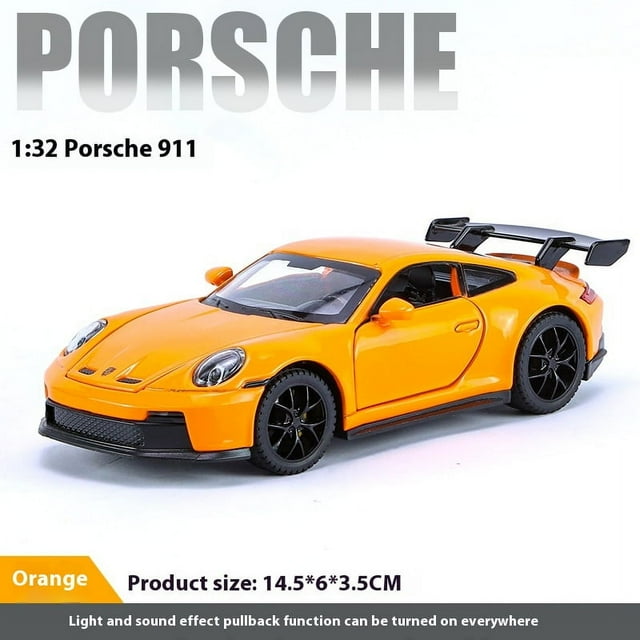 1:32 911 GT3 RS Alloy Sports Car Model Diecast Metal Racing Car Vehicles Model High Simulation Sound Light Children Toy Gift Boy orange