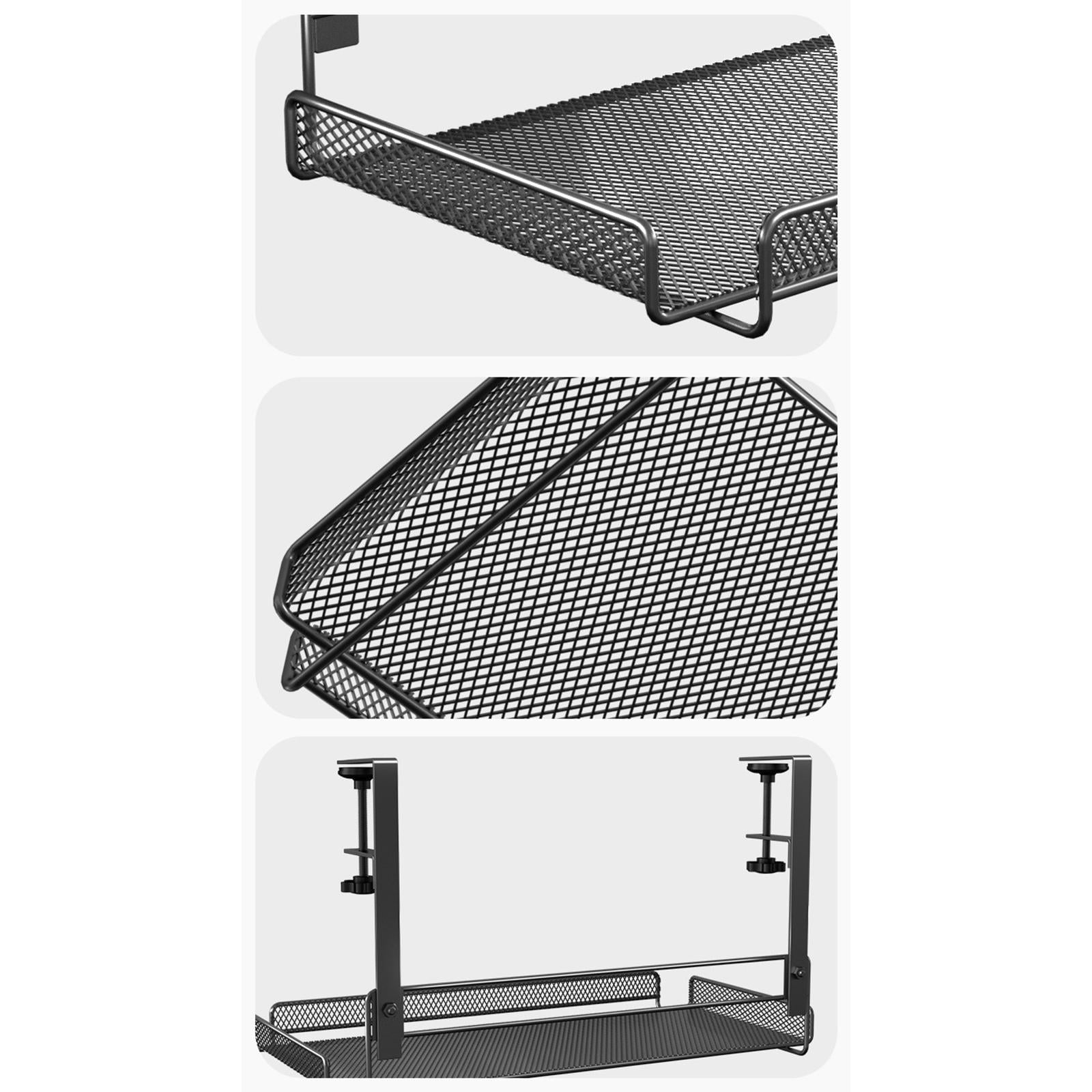 Fiocias Under Desk Cable Organizer Cable Management Tray Rack with Clamp Multifunctional Black