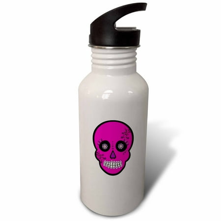

3dRose Day of the Dead Skull Día de los Muertos Sugar Skull Pink Sports Water Bottle 21oz