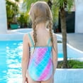 thumbnail image 4 of Girls One Piece Swimsuit Ruffle Decoration Colorful Mermaid Design Bathing Swimwear UPF50+, 4 of 9