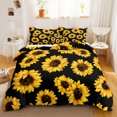 thumbnail image 5 of Move Over Black Sunflowers Bedding Sets Queen Yellow Sunflowers Pattern Black Microfiber Duvet Cover No Filling, 5 of 6