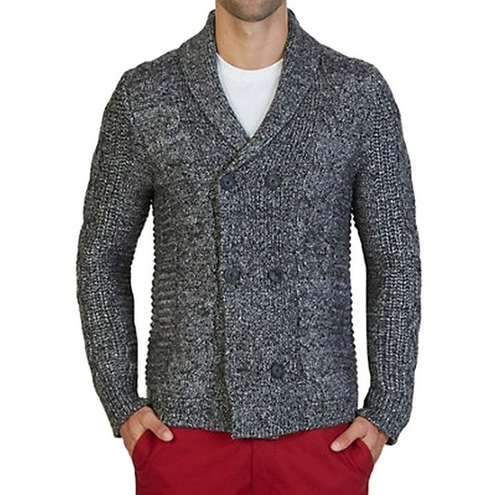Nautica NEW Black Mens Small S Cable Knit Shawl Collar Cardigan