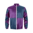 thumbnail image 3 of TiaoBug Mens Horse Racer Costume Satin Jackets Contrast Checkerboard Outerwear Halloween Party Fancy Dress Purple&Navy Blue XL, 3 of 7