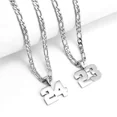 thumbnail image 4 of HIJONES Men's Stainless Steel Athletes Number 00-99 Necklaces Sport Pendant Chain Baseball/Basketball/Football Team Inspiration Jewelry Silver Number 32, 4 of 6