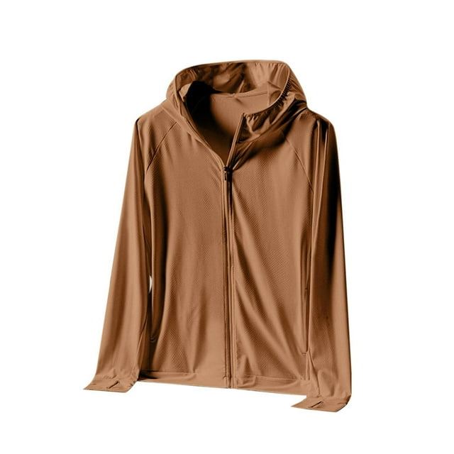 Ohufall Chandails de Protection Solaire UPF 50+ pour Hommes, Plein Air, UV, Randonnée, Pêche, Chandails SPF à Manches Longues avec Fermeture Éclair, Maillot Dermoprotecteur à Capuche, Vestes; Chandails de Protection Solaire pour Hommes