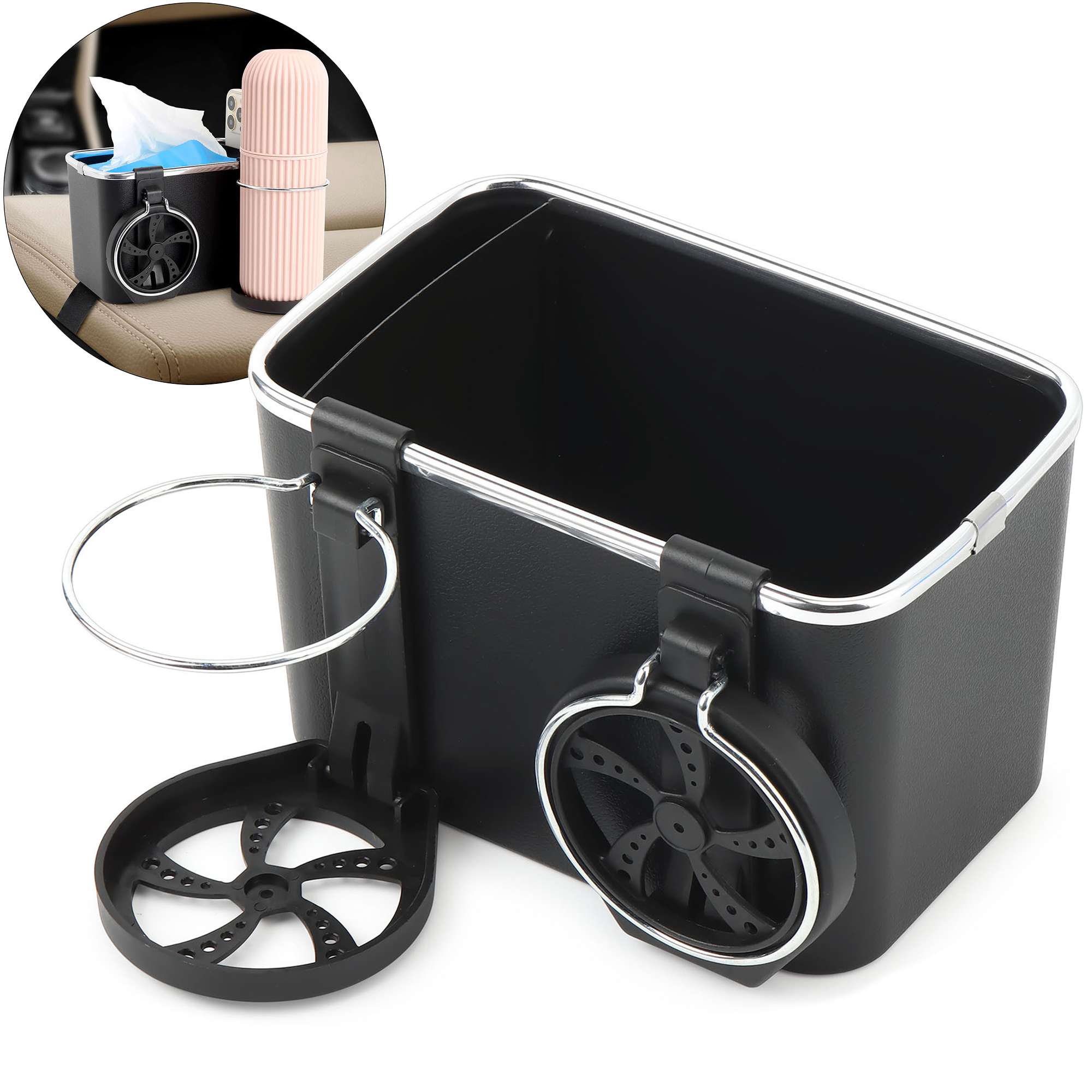 Gustave Universal Car Armrest Storage Box Water Cup Holder Multifunctional Between Car Seat Organizer Auto Center Console Water Cup Phone Tissue Box Holders