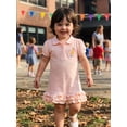 thumbnail image 5 of BemeyourBBs Toddler Baby Girls Back to School Dress Kindergarten Outfits Baby Girl First Day of School Outfit Cute Apple Embroidery Puff Short Sleeve Collared Button Summer Ruffled Dress, 5 of 9