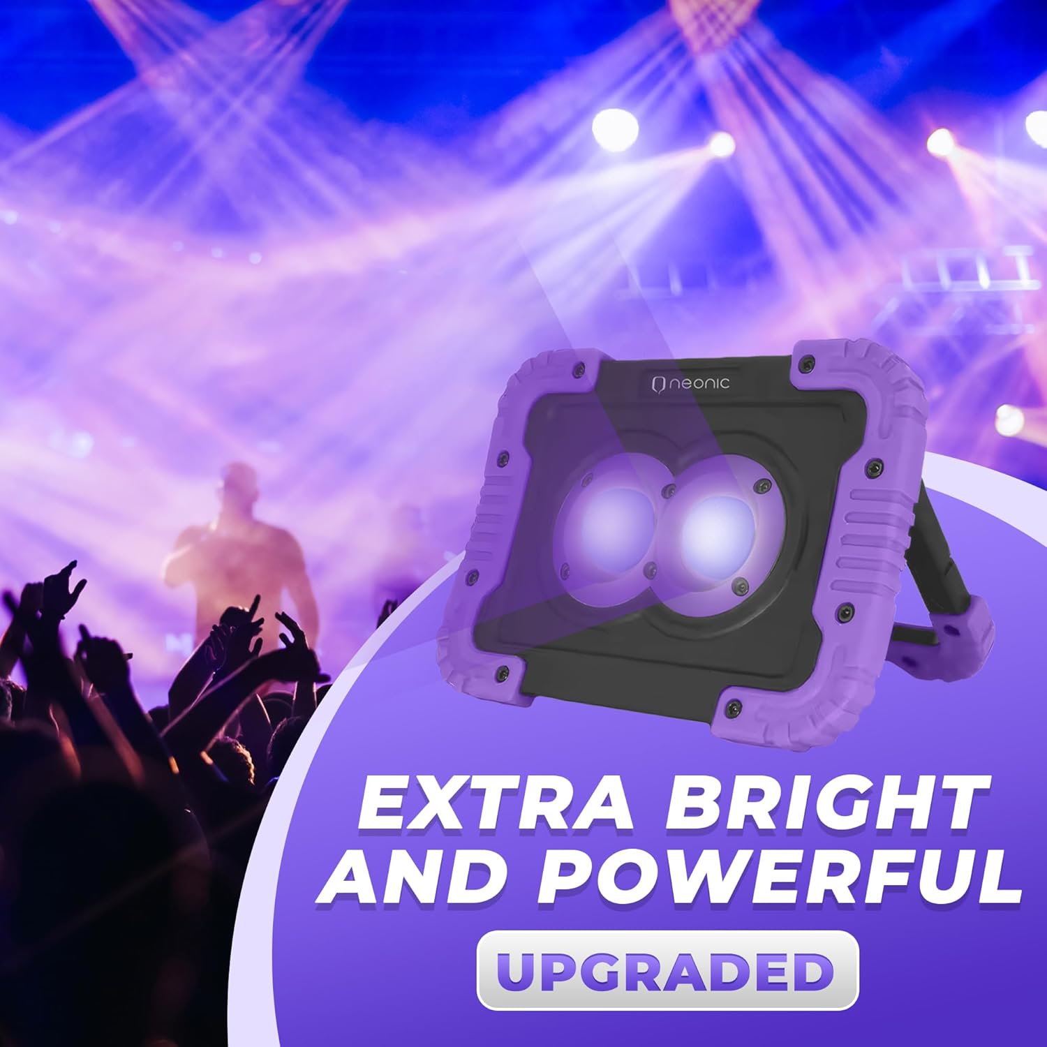 Rechargeable UV LED Black Light, Battery Operated Powered Blacklight, Cordless 395nm Ultraviolet Flood Light, Neon Glow Party, Blacklight Catfishing