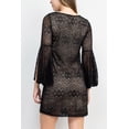 thumbnail image 3 of Emma & Michele Round Neck Circular Flounce Sleeve Bodycon Knit Dress-BLACK / M, 3 of 4