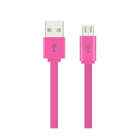 1METER FLAT DATA CABLE FOR MICRO-USB DEVICES PINK