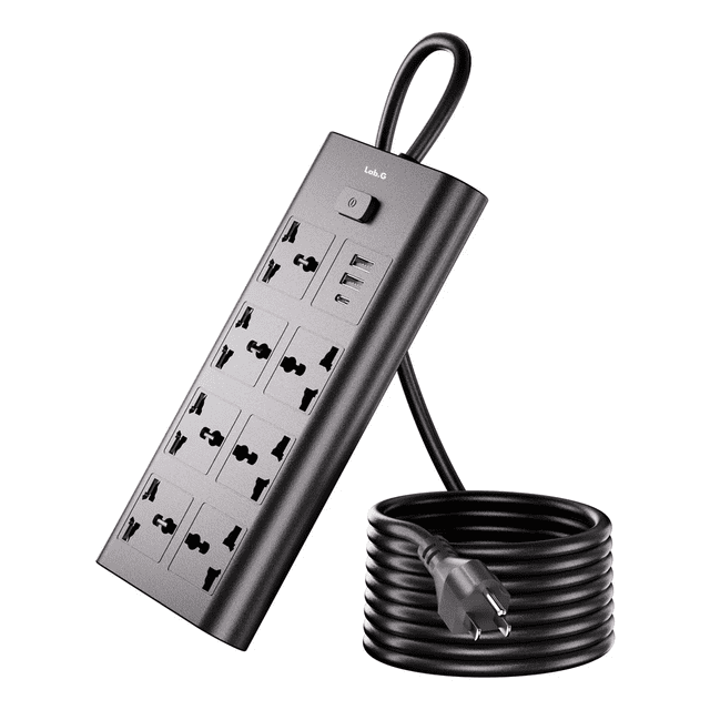 Regleta Multifunción Con 7 Tomas Y 2 Puertos Usb + 1 Tipo-c Lab.G, egro