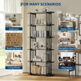 thumbnail image 4 of Memoryfield 6-Tier Industrial Bookshelf, Rustic Wood Bookcase with Metal Frame, Open Storage Display Rack for Living Room Office Bedroom, Black, 4 of 8