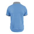 thumbnail image 3 of Domzest Mens Contrast Collar Polo Shirt Short Sleeve Button Up Golf Top with Placket Chest Pocket Light Blue XL, 3 of 7
