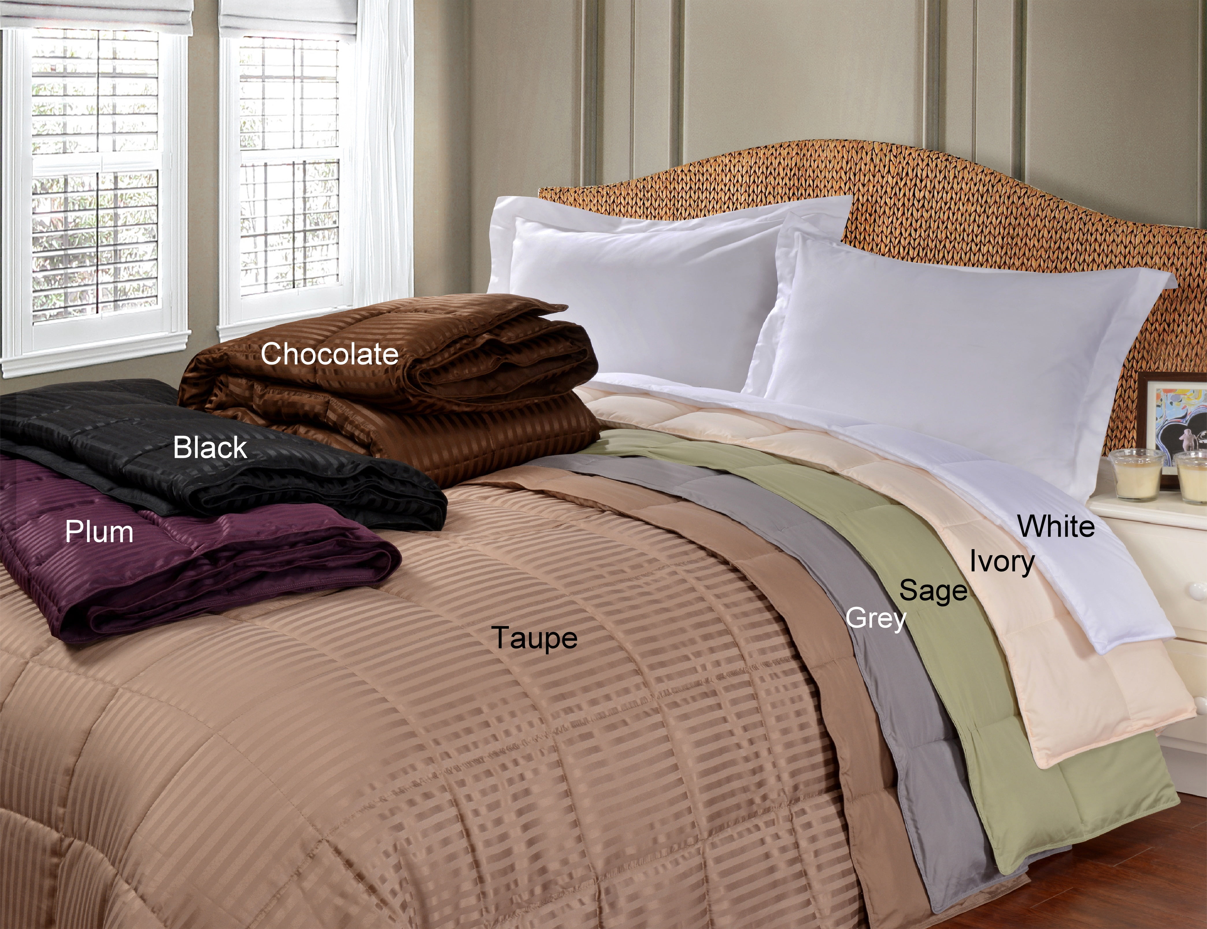 Superior Worcester Reversible Hypoallergenic Down Blanket, Full/Queen,White