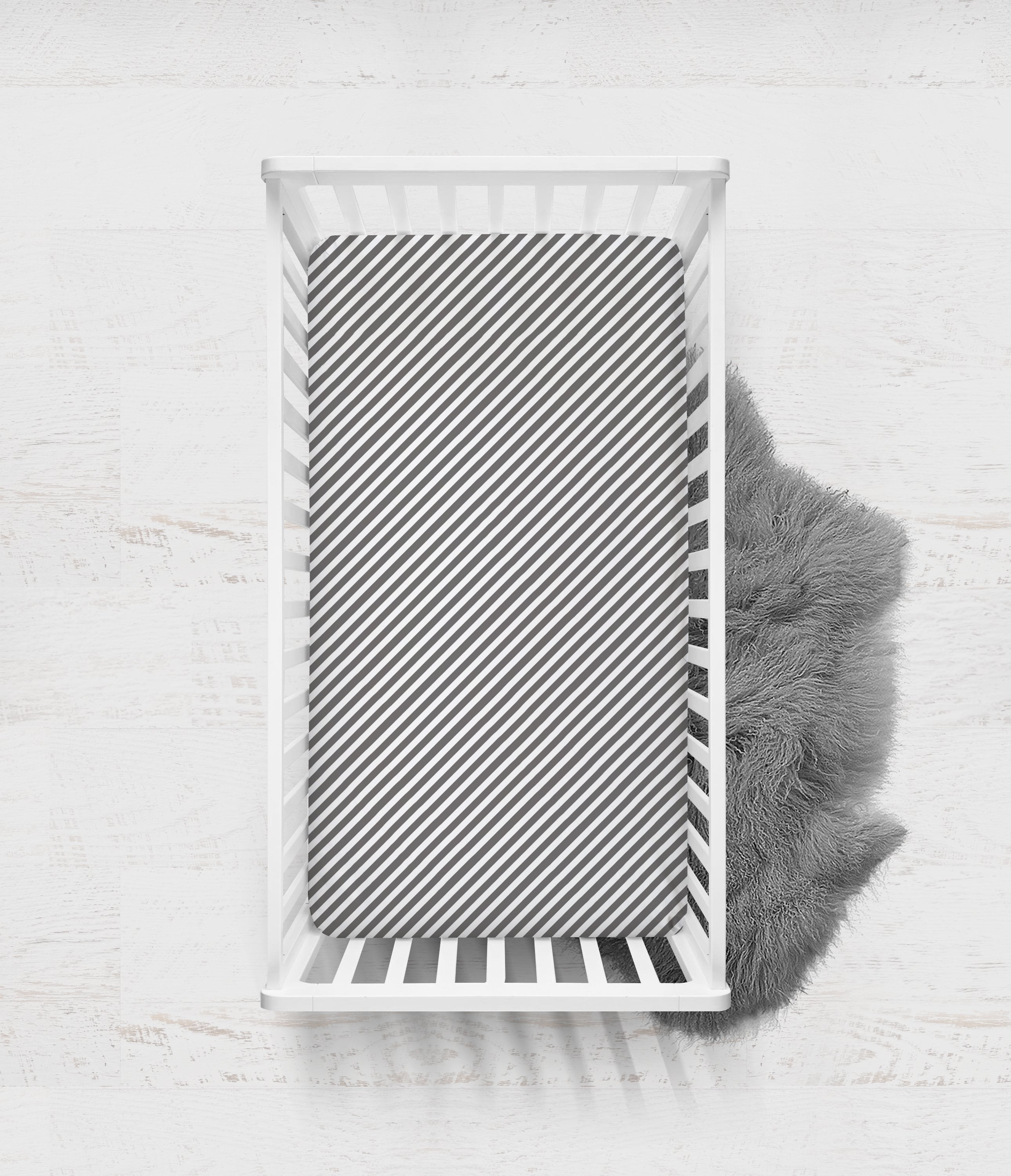 Bacati - Crib or Toddler Bed Fitted Sheet, Aztec Love Grey