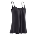 thumbnail image 7 of Fglymey Flowy Camisole for Women Crew Neck Sleeveless Spaghetti Strap Casual Pleated Basic Tank Tops Black L, 7 of 7