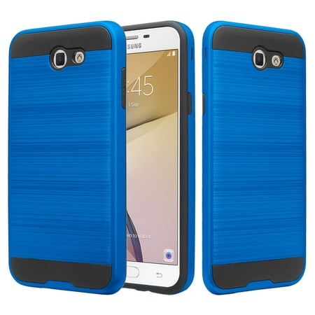 For Samsung Galaxy J7 Prime, J7 Perx, Galaxy Halo, J7 Sky Pro, J7 2017 Case, Slim [Impact Resistant] Hybrid Dual Layer Case Cover - Blue