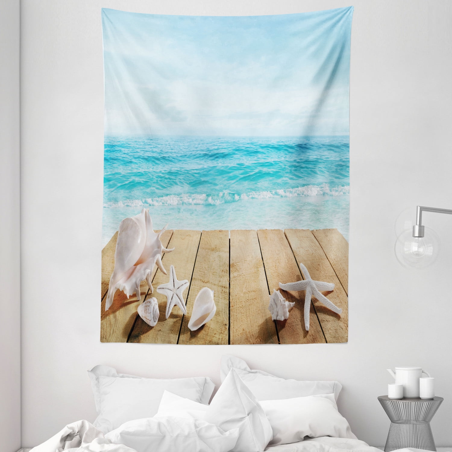 Blue Ocean Sand Beach Scenery Tapestry Wall Hanging Living Room Bedroom Decor 