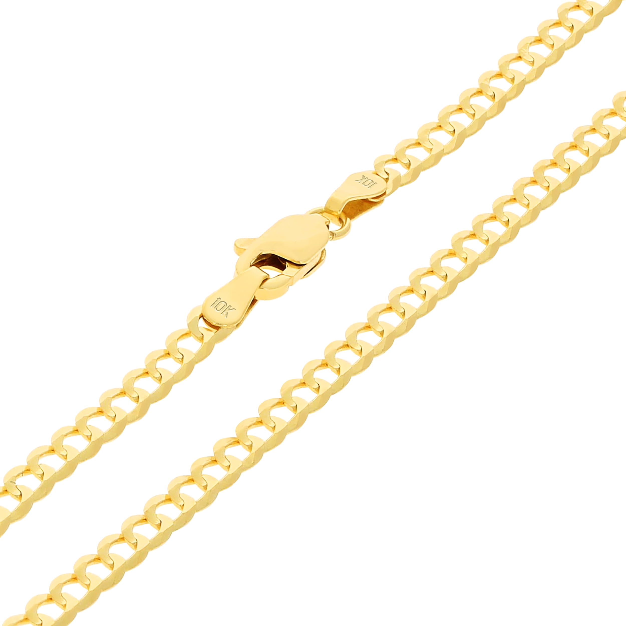 Nuragold 10k Real Yellow Gold Solid Cuban Curb Link 3mm Chain Bracelet or Anklet (7"-9") Italian Jewelry for Men & Women