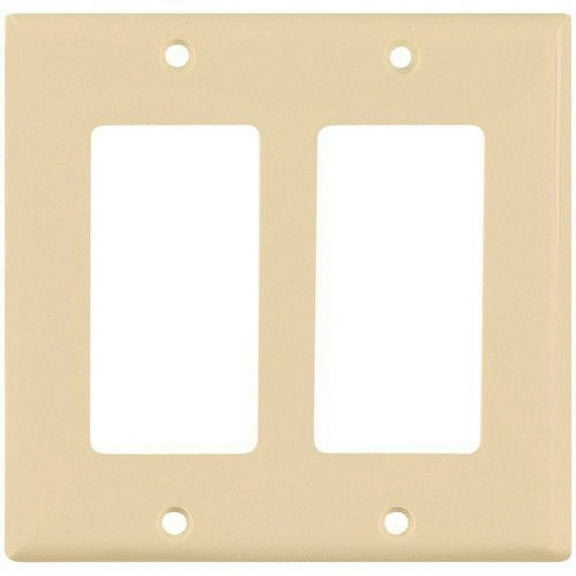 Cooper Wiring Devices 5152V  2-Gang Decorator GFCI Rocker Switch Wall Plate, Unbreakable Nylon, Standard Size, Ivory