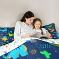 thumbnail image 5 of jejeloiu Colorful Dinosaur Dino Bedding Comforter Set,Cartoon Animal Twin Comforter Sets,Abstract Green Cactus Bedding Set For Boys,Ultra Soft Home Decor Reversible,2-Piece, 5 of 8