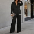 thumbnail image 4 of Purcolt Womens 2 Piece Pant Suit Elegant Casual Lapel Long Sleeve Blazer High Waist Wide Leg Trousers Formal Business Work Office Matching Set, 4 of 9