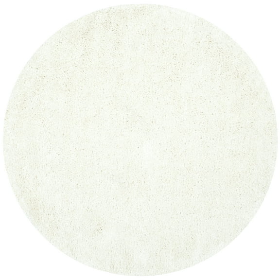 SAFAVIEH Popcorn Solid Polyester Shag Area Rug, Ivory, 8' x 8' Round
