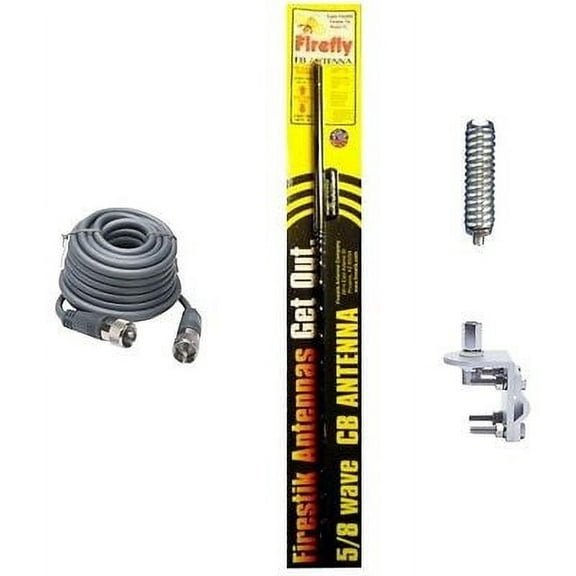 NEW CB RADIO FIRESTIK FL3, FL3B 3FT CB ANTENNA, 18FT RG8X COAX, MOUNT, SPRING