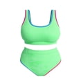 thumbnail image 2 of Ticikt Womens Plus Size Bikini Swimsuit High Waisted Swimsuits Bathing Suit 2 Piece Tummy Control Sporty Two Piece Bathing Suit Ribbed Women 2026,Color:Light Green,Size:L, 2 of 5