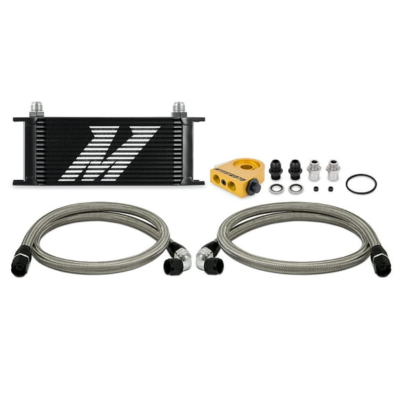 Mishimoto Universal Thermostatic Oil Cooler Kit, 16-Row, Black