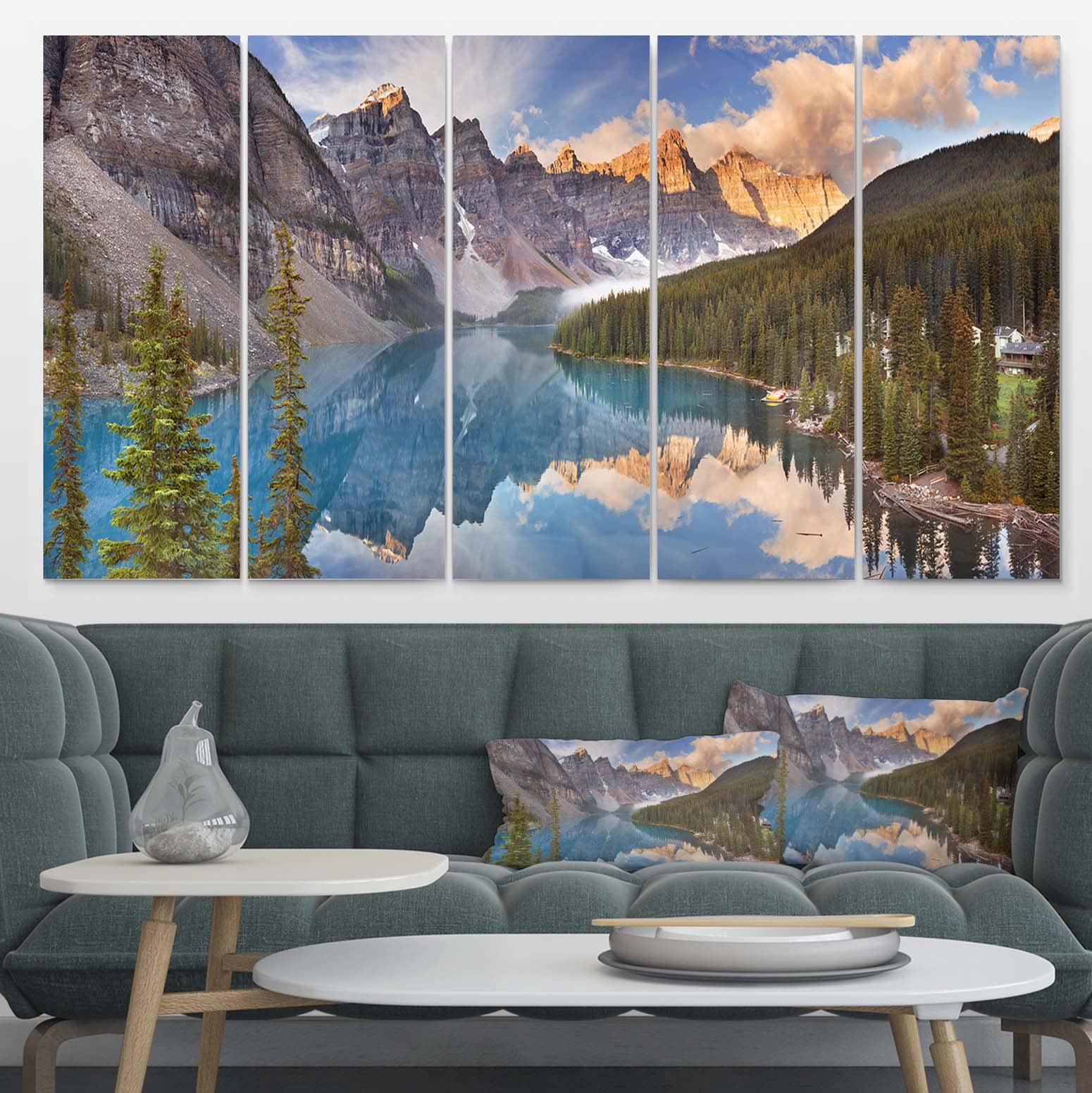 Designart 'Moraine Lake in Banff Park Canada ' Multipanel Landscape Metal Wall Art